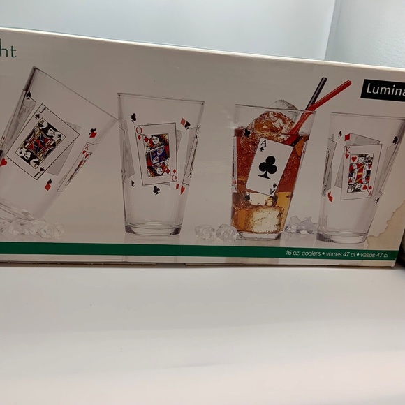 New Set of Four Luminarc Game Night Glasses 16 oz Coolers - Picture 9 of 10